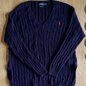 Polo by Ralph Lauren Women's Navy Sweater Large Size.